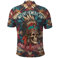 Native American Skull Polo Shirt Native Merican Spirit Of Freedom - Wonder Print Shop