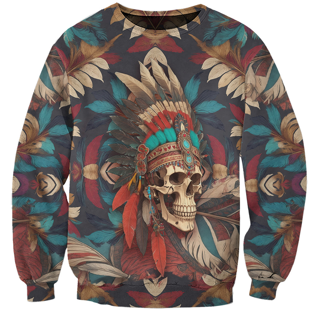 Native American Skull Sweatshirt Native Merican Spirit Of Freedom - Wonder Print Shop