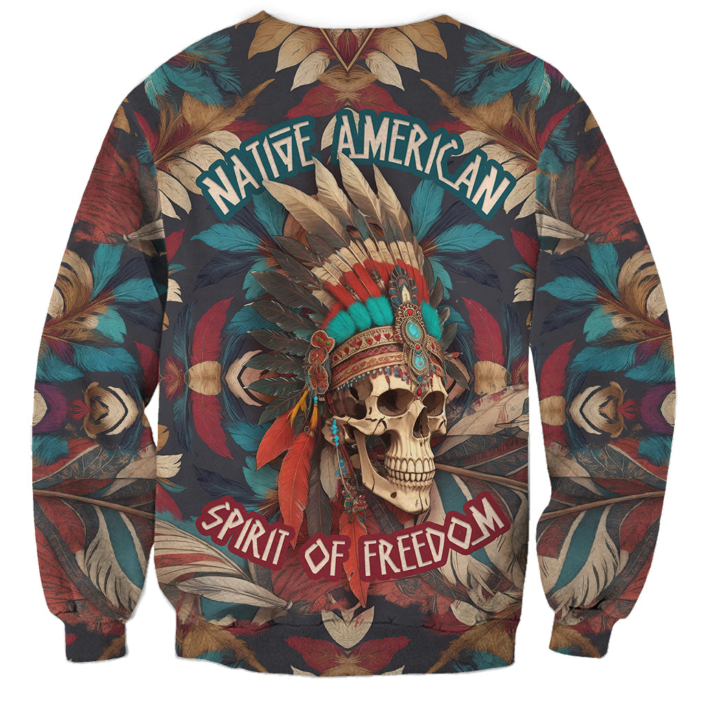 Native American Skull Sweatshirt Native Merican Spirit Of Freedom - Wonder Print Shop