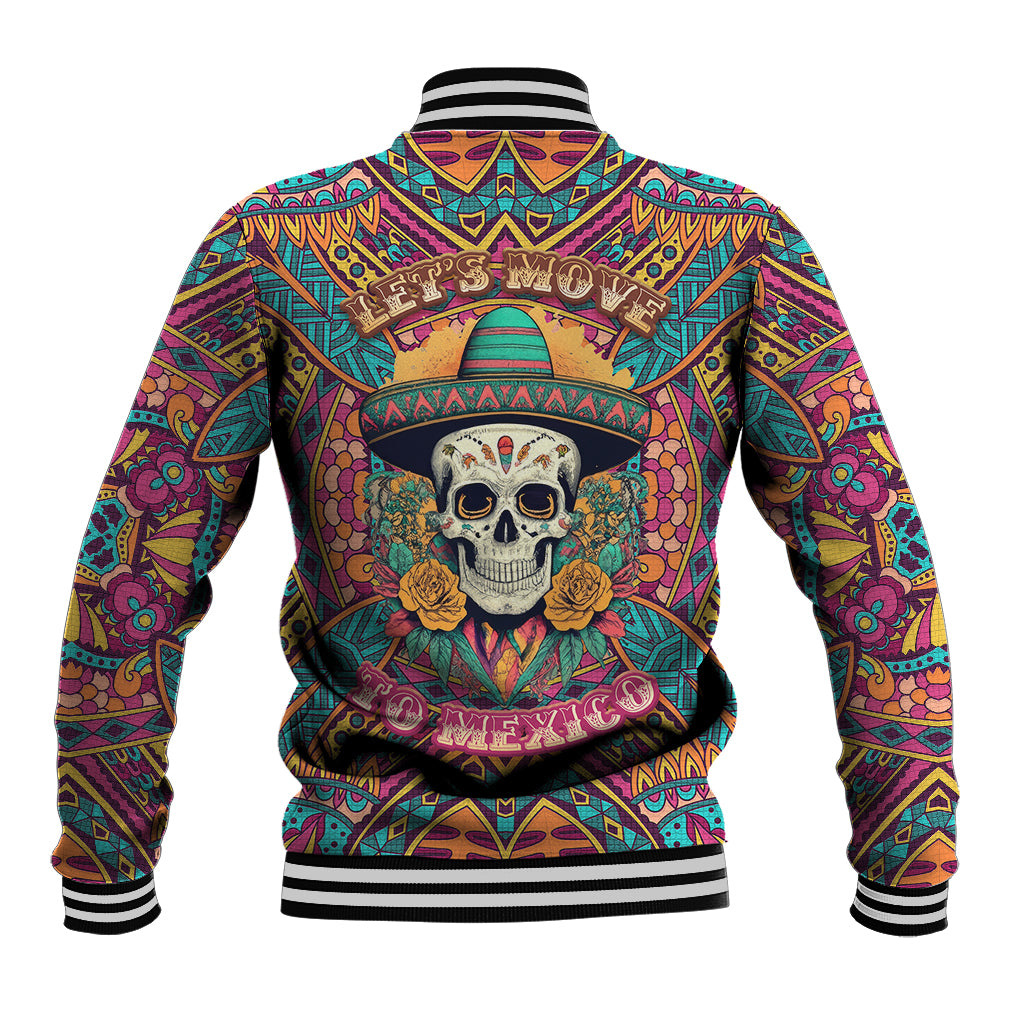 Mexico Skull Baseball Jacket Let's Move To Mexico - Wonder Print Shop