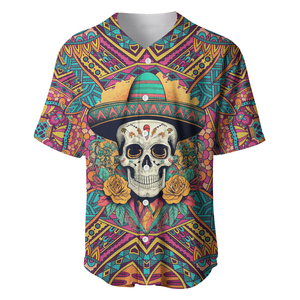 Mexico Skull Baseball Jersey Let's Move To Mexico - Wonder Print Shop