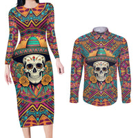 Mexico Skull Couples Matching Long Sleeve Bodycon Dress and Long Sleeve Button Shirts Let's Move To Mexico - Wonder Print Shop