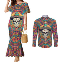 mexico-skull-couples-matching-mermaid-dress-and-long-sleeve-button-shirts-lets-move-to-mexico