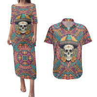 Mexico Skull Couples Matching Puletasi Dress and Hawaiian Shirt Let's Move To Mexico - Wonder Print Shop