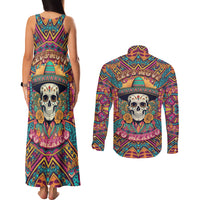 Mexico Skull Couples Matching Tank Maxi Dress and Long Sleeve Button Shirts Let's Move To Mexico - Wonder Print Shop