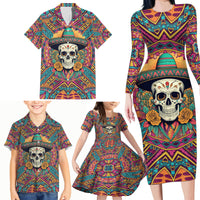 Mexico Skull Family Matching Long Sleeve Bodycon Dress and Hawaiian Shirt Let's Move To Mexico - Wonder Print Shop