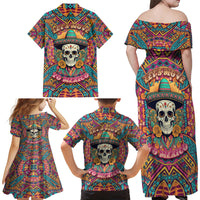 Mexico Skull Family Matching Off Shoulder Maxi Dress and Hawaiian Shirt Let's Move To Mexico - Wonder Print Shop
