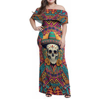 Mexico Skull Family Matching Off Shoulder Maxi Dress and Hawaiian Shirt Let's Move To Mexico - Wonder Print Shop