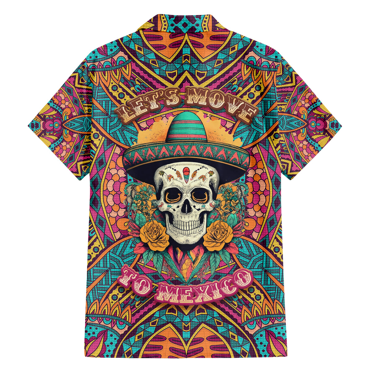 Mexico Skull Family Matching Off Shoulder Short Dress and Hawaiian Shirt Let's Move To Mexico - Wonder Print Shop