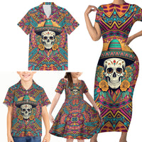 Mexico Skull Family Matching Short Sleeve Bodycon Dress and Hawaiian Shirt Let's Move To Mexico - Wonder Print Shop
