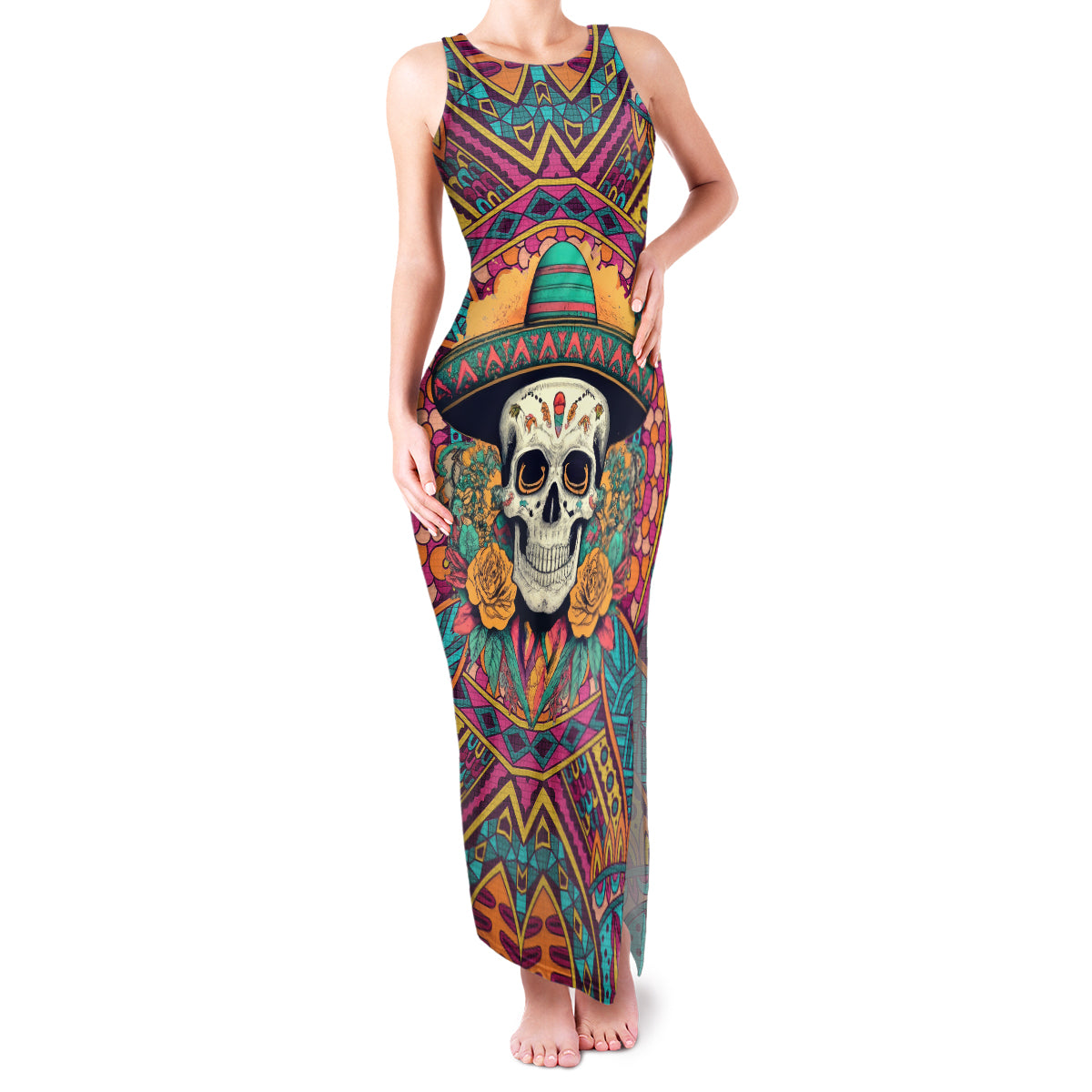 Mexico Skull Family Matching Tank Maxi Dress and Hawaiian Shirt Let's Move To Mexico - Wonder Print Shop