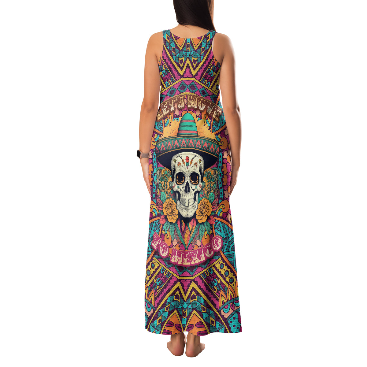 Mexico Skull Family Matching Tank Maxi Dress and Hawaiian Shirt Let's Move To Mexico - Wonder Print Shop