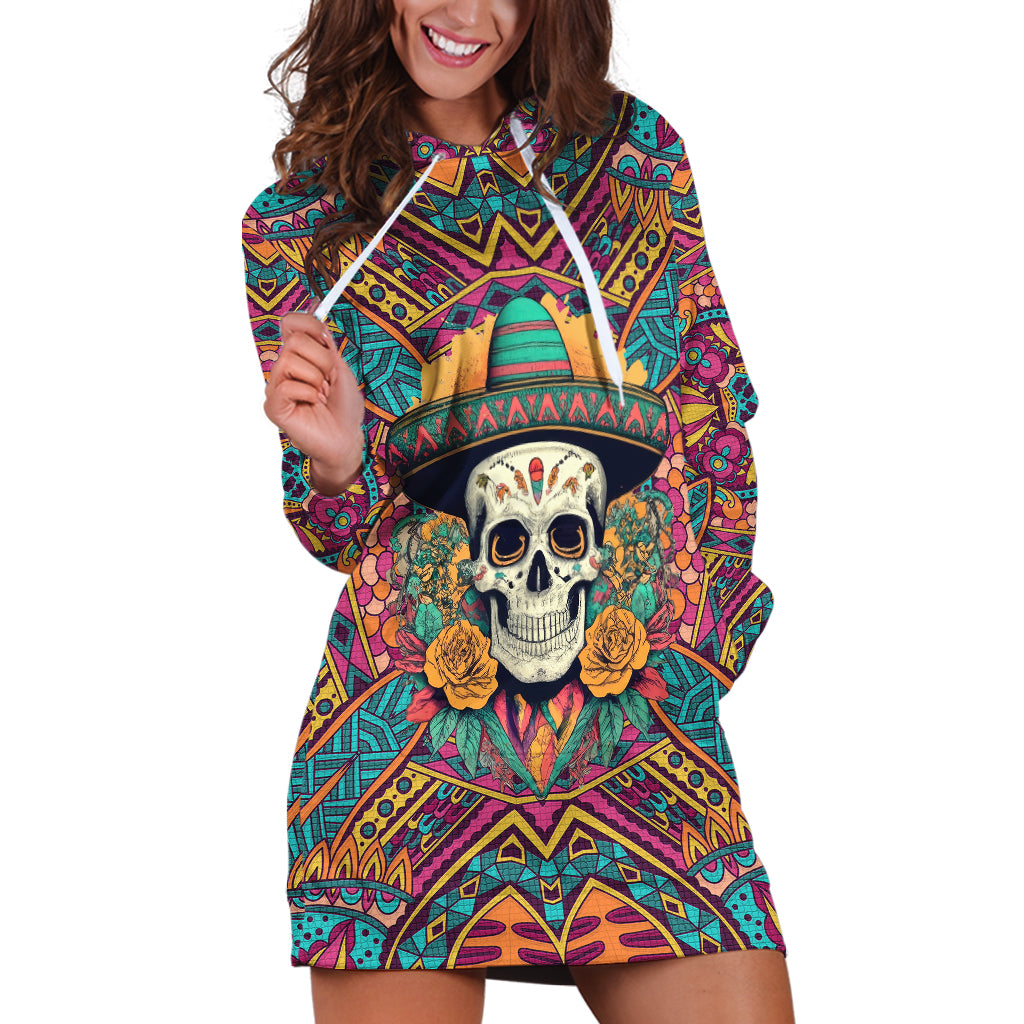 Mexico Skull Hoodie Dress Let's Move To Mexico - Wonder Print Shop
