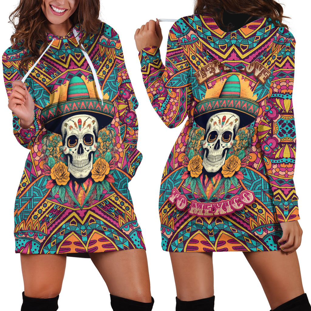 Mexico Skull Hoodie Dress Let's Move To Mexico - Wonder Print Shop