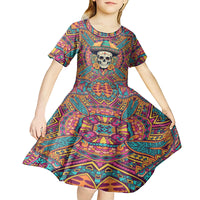 Mexico Skull Kid Short Sleeve Dress Let's Move To Mexico - Wonder Print Shop