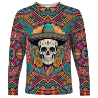Mexico Skull Long Sleeve Shirt Let's Move To Mexico - Wonder Print Shop