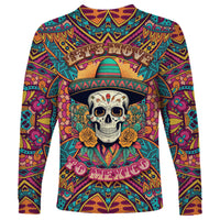 Mexico Skull Long Sleeve Shirt Let's Move To Mexico - Wonder Print Shop
