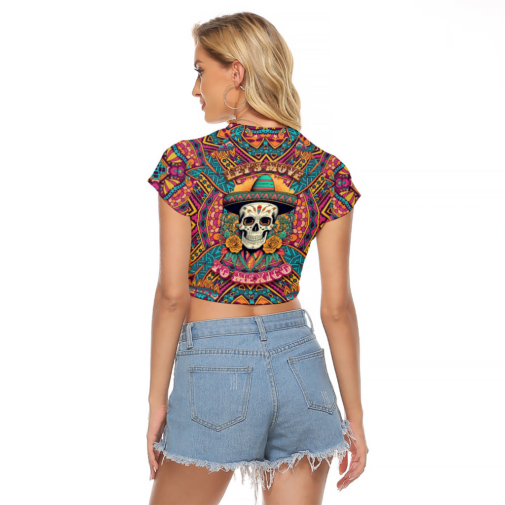 Mexico Skull Raglan Cropped T Shirt Let's Move To Mexico - Wonder Print Shop