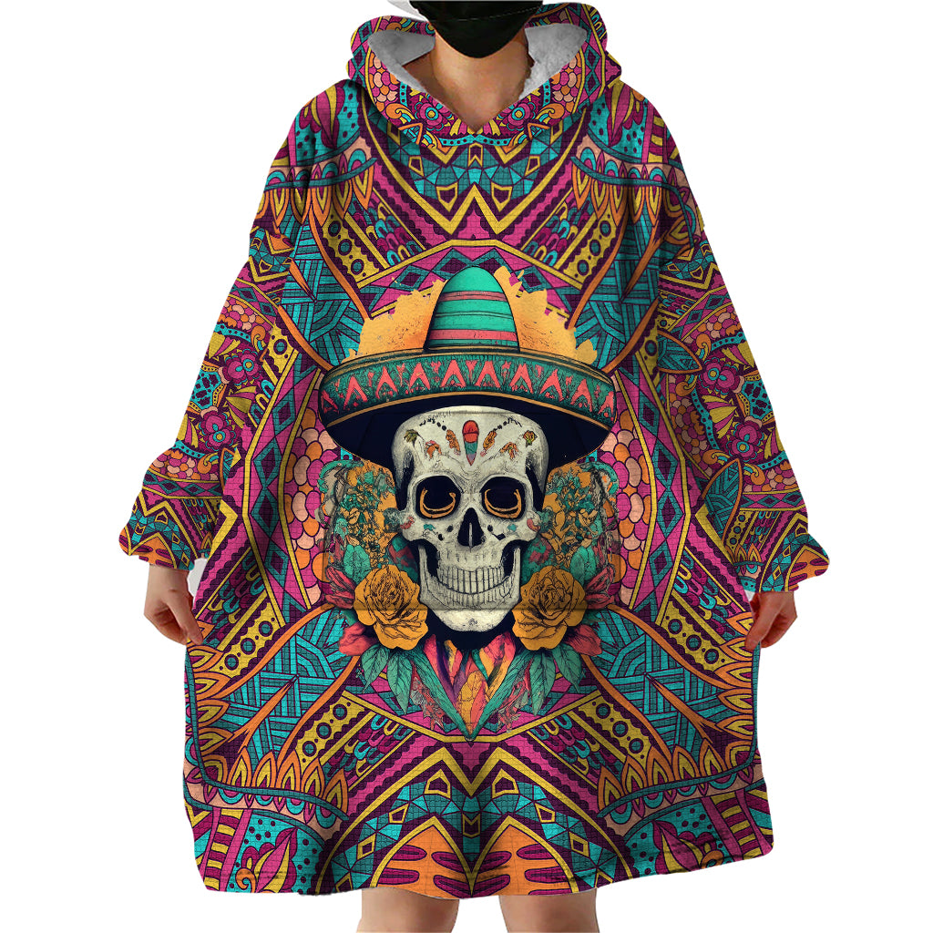 Mexico Skull Wearable Blanket Hoodie Let's Move To Mexico - Wonder Print Shop