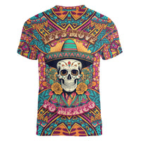 Mexico Skull Women V Neck T Shirt Let's Move To Mexico - Wonder Print Shop