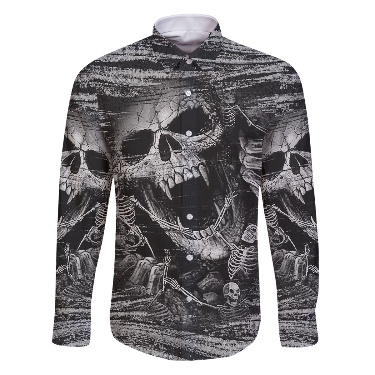 Black and White Metallica Skull Family Matching Puletasi Dress and Hawaiian Shirt - Wonder Print Shop