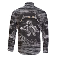 Black and White Metallica Skull Family Matching Puletasi Dress and Hawaiian Shirt - Wonder Print Shop