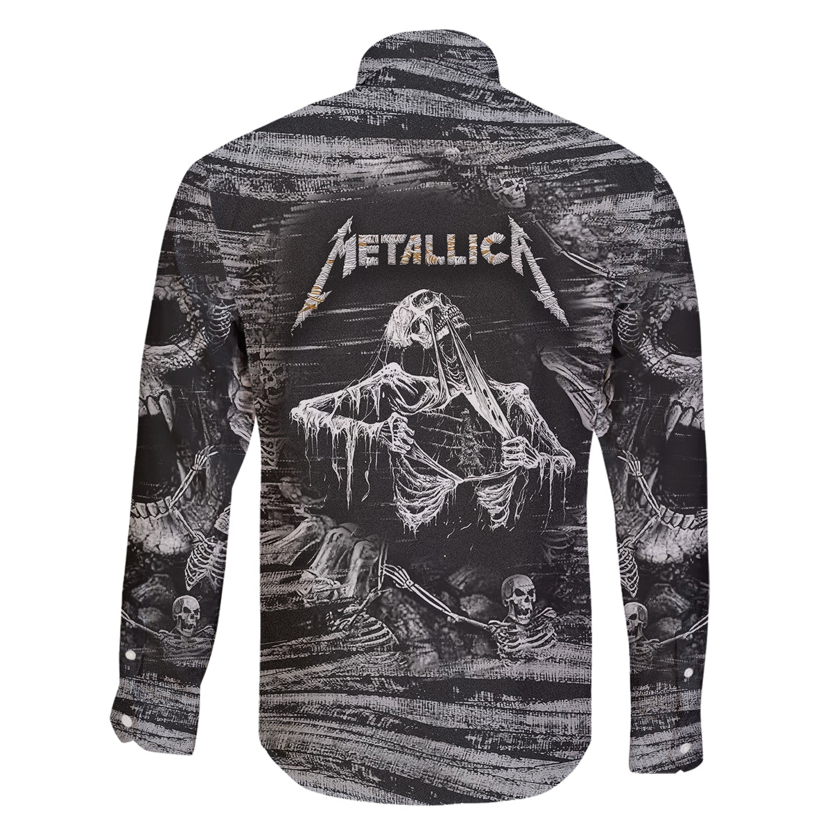 Black and White Metallica Skull Family Matching Tank Maxi Dress and Hawaiian Shirt - Wonder Print Shop