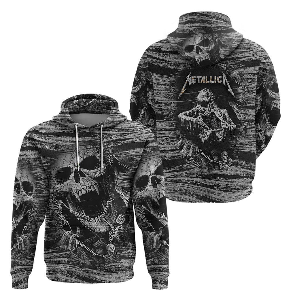 Black and White Metallica Skull Hoodie - Wonder Print Shop