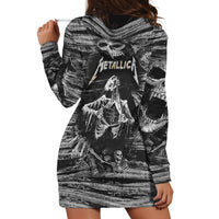 Black and White Metallica Skull Hoodie Dress - Wonder Print Shop