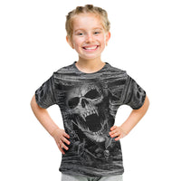 Black and White Metallica Skull Kid T Shirt - Wonder Print Shop