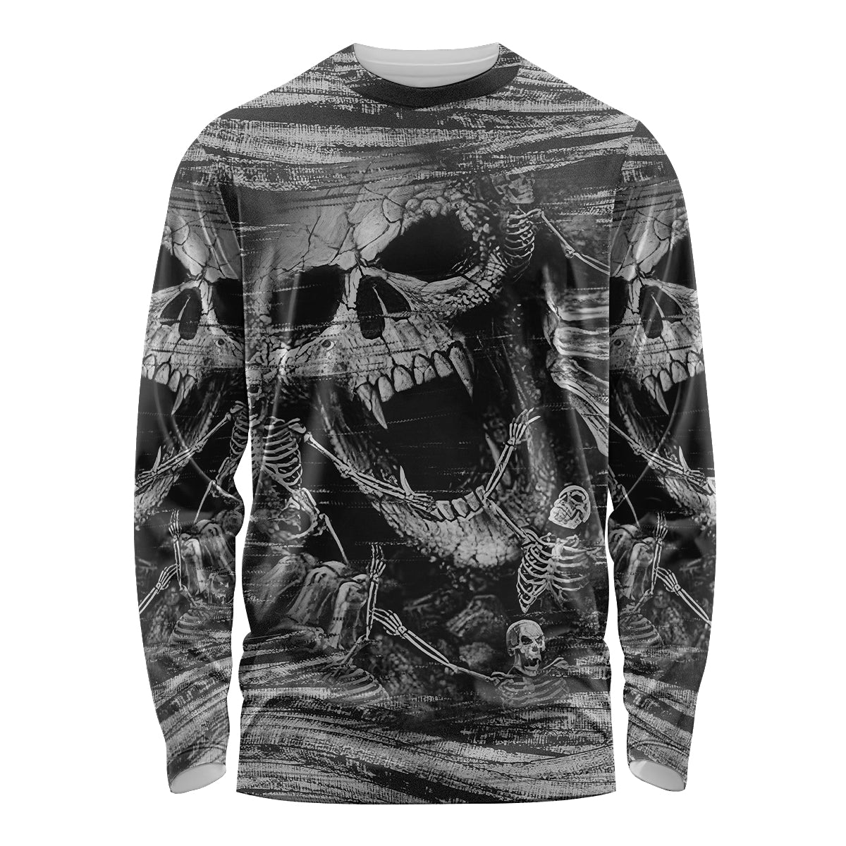 Black and White Metallica Skull Long Sleeve Shirt - Wonder Print Shop
