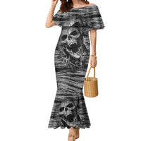 Black and White Metallica Skull Mermaid Dress - Wonder Print Shop