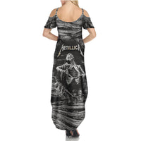 Black and White Metallica Skull Summer Maxi Dress - Wonder Print Shop