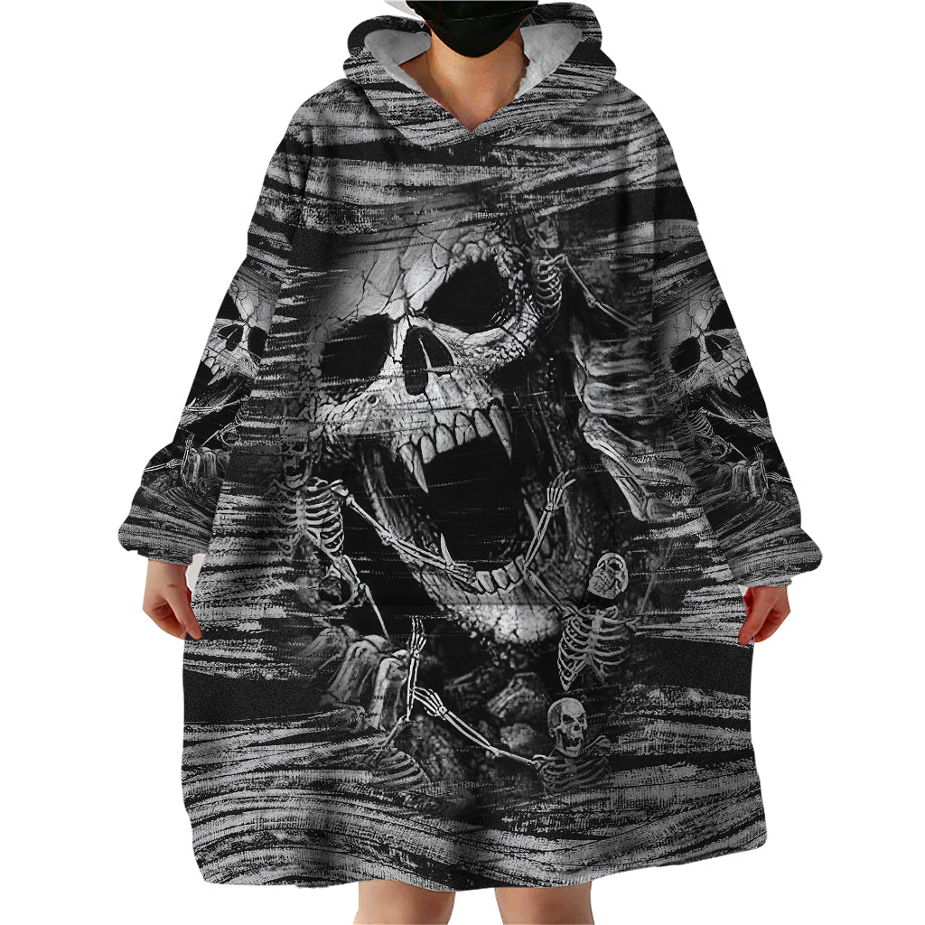 Black and White Metallica Skull Wearable Blanket Hoodie - Wonder Print Shop