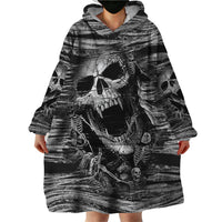 Black and White Metallica Skull Wearable Blanket Hoodie - Wonder Print Shop