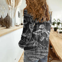 Black and White Metallica Skull Women Casual Shirt - Wonder Print Shop