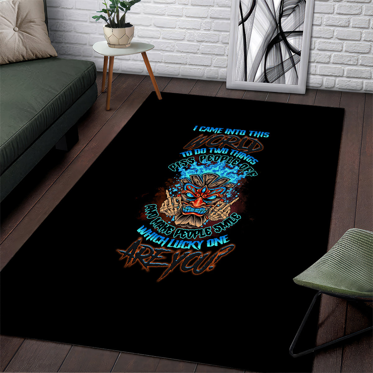 Which Lucky One Are You Skull Tiki Area Rug - Wonder Print Shop