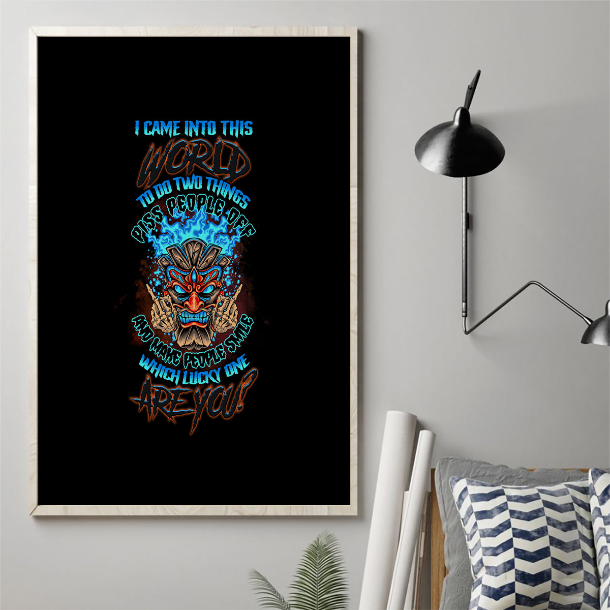Which Lucky One Are You Skull Tiki Canvas Wall Art - Wonder Print Shop
