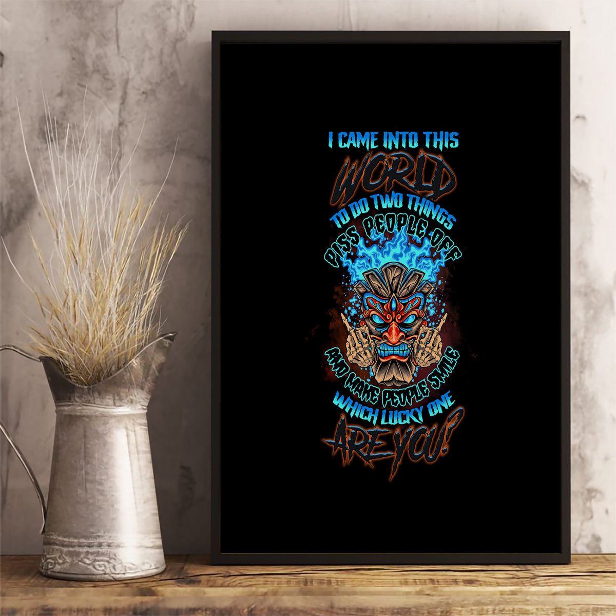 Which Lucky One Are You Skull Tiki Canvas Wall Art - Wonder Print Shop