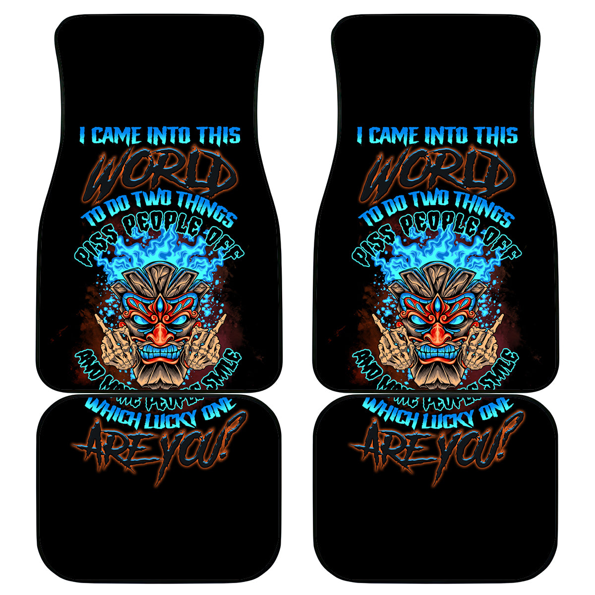 Which Lucky One Are You Skull Tiki Car Mats - Wonder Print Shop