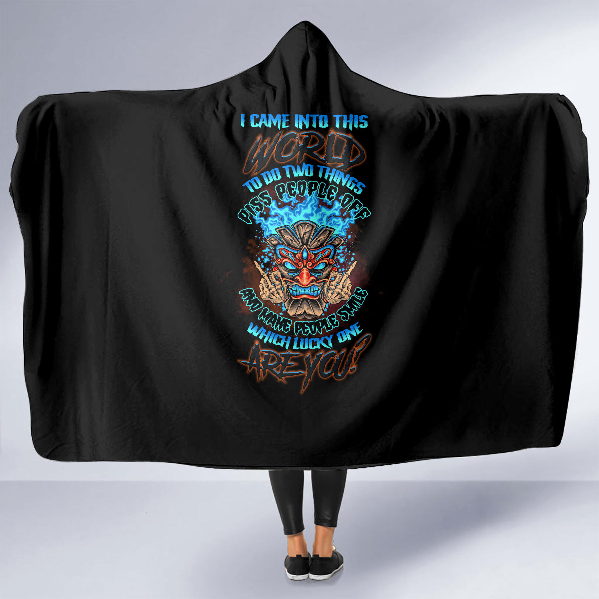 which-lucky-one-are-you-skull-tiki-hooded-blanket