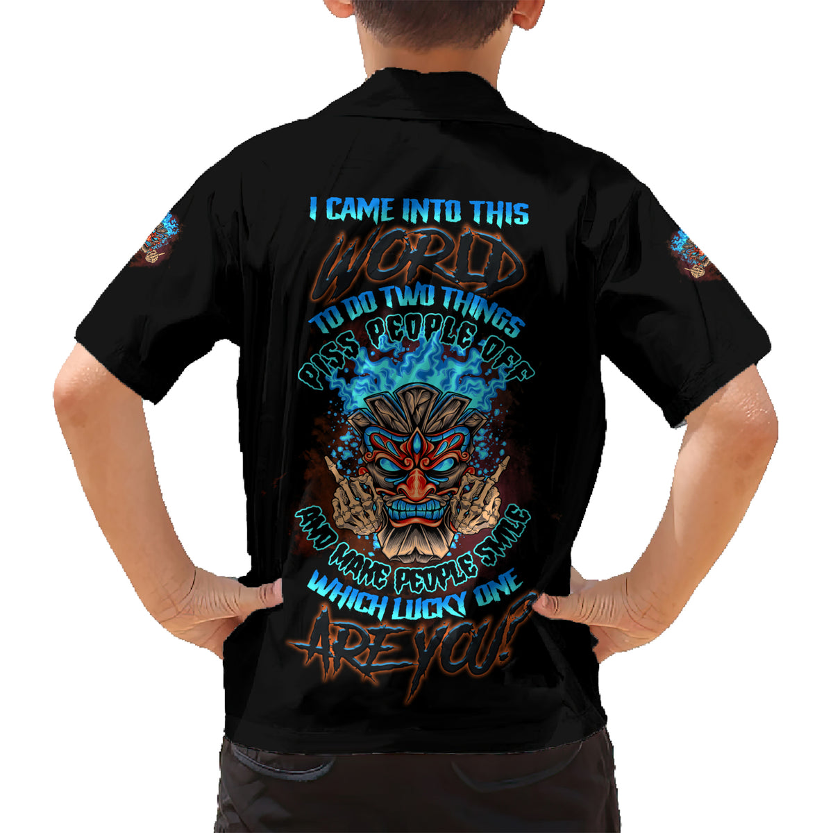 Which Lucky One Are You Skull Tiki Kid Hawaiian Shirt - Wonder Print Shop