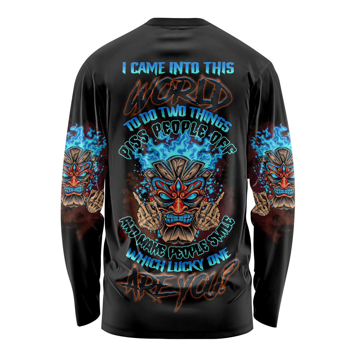 Which Lucky One Are You Skull Tiki Long Sleeve Shirt - Wonder Print Shop