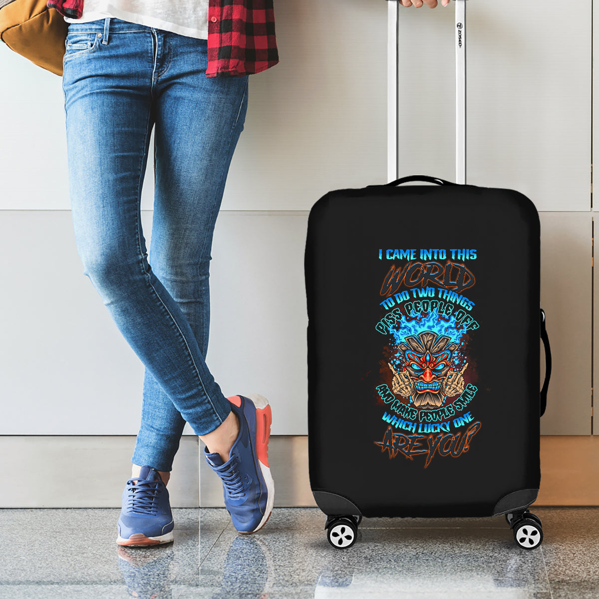 Which Lucky One Are You Skull Tiki Luggage Cover - Wonder Print Shop