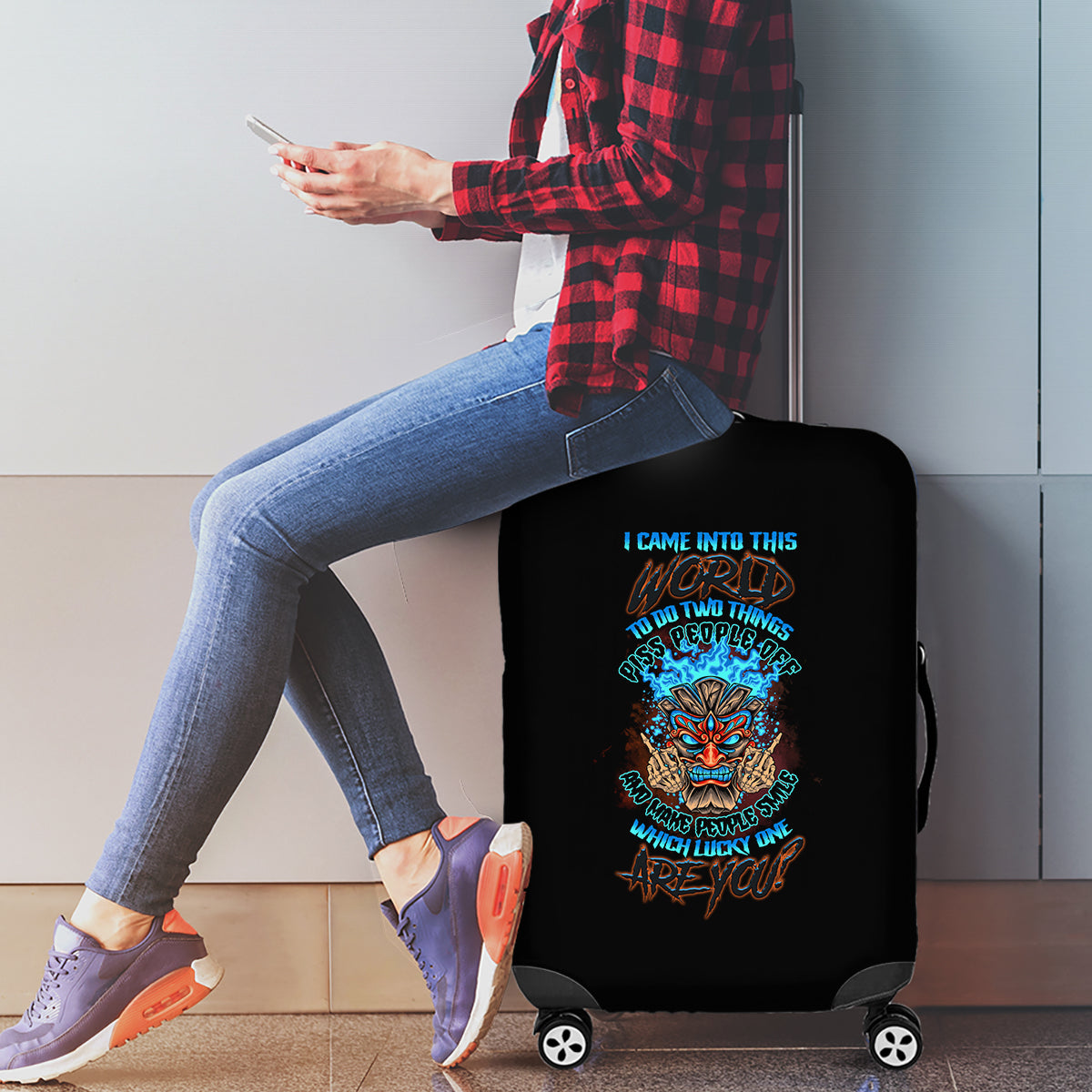 Which Lucky One Are You Skull Tiki Luggage Cover - Wonder Print Shop