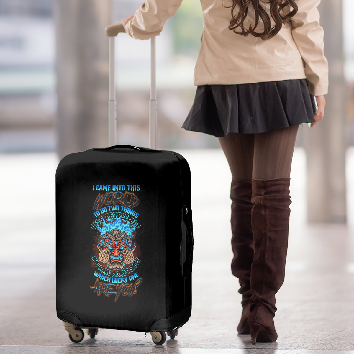 Which Lucky One Are You Skull Tiki Luggage Cover - Wonder Print Shop