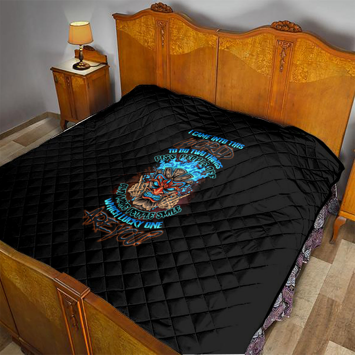 Which Lucky One Are You Skull Tiki Quilt - Wonder Print Shop