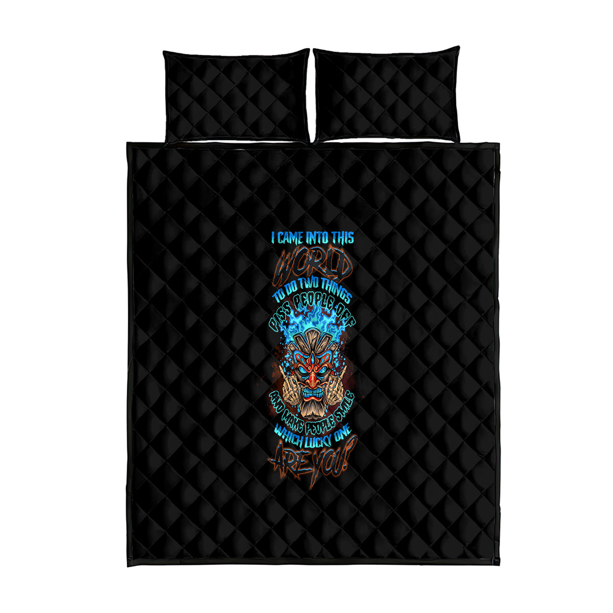 Which Lucky One Are You Skull Tiki Quilt Bed Set - Wonder Print Shop