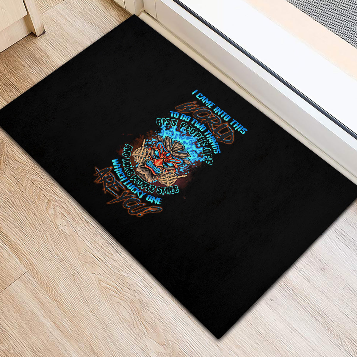 Which Lucky One Are You Skull Tiki Rubber Doormat - Wonder Print Shop