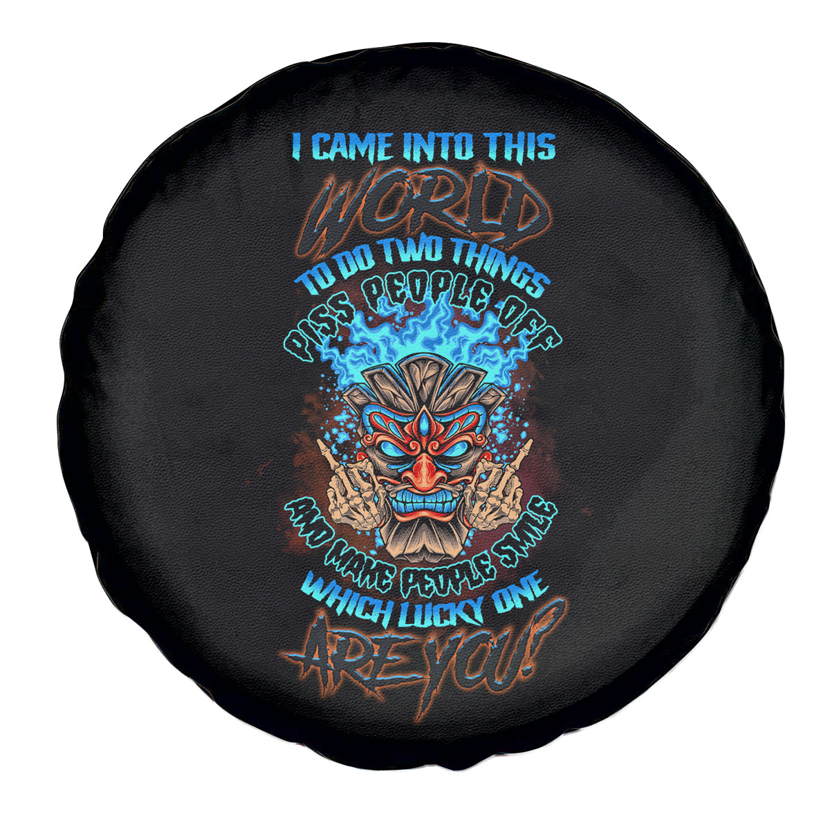 Which Lucky One Are You Skull Tiki Spare Tire Cover - Wonder Print Shop